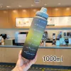 Nueva llegada tres colores dazzler color gradual mate plástico taza de agua tipo bebida recta portátil handle sport kettle 1000ml Specification image